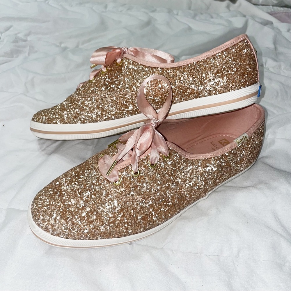 Kate Spade By Keds Bridal Party Rose Gold glitter Sneakers S900
